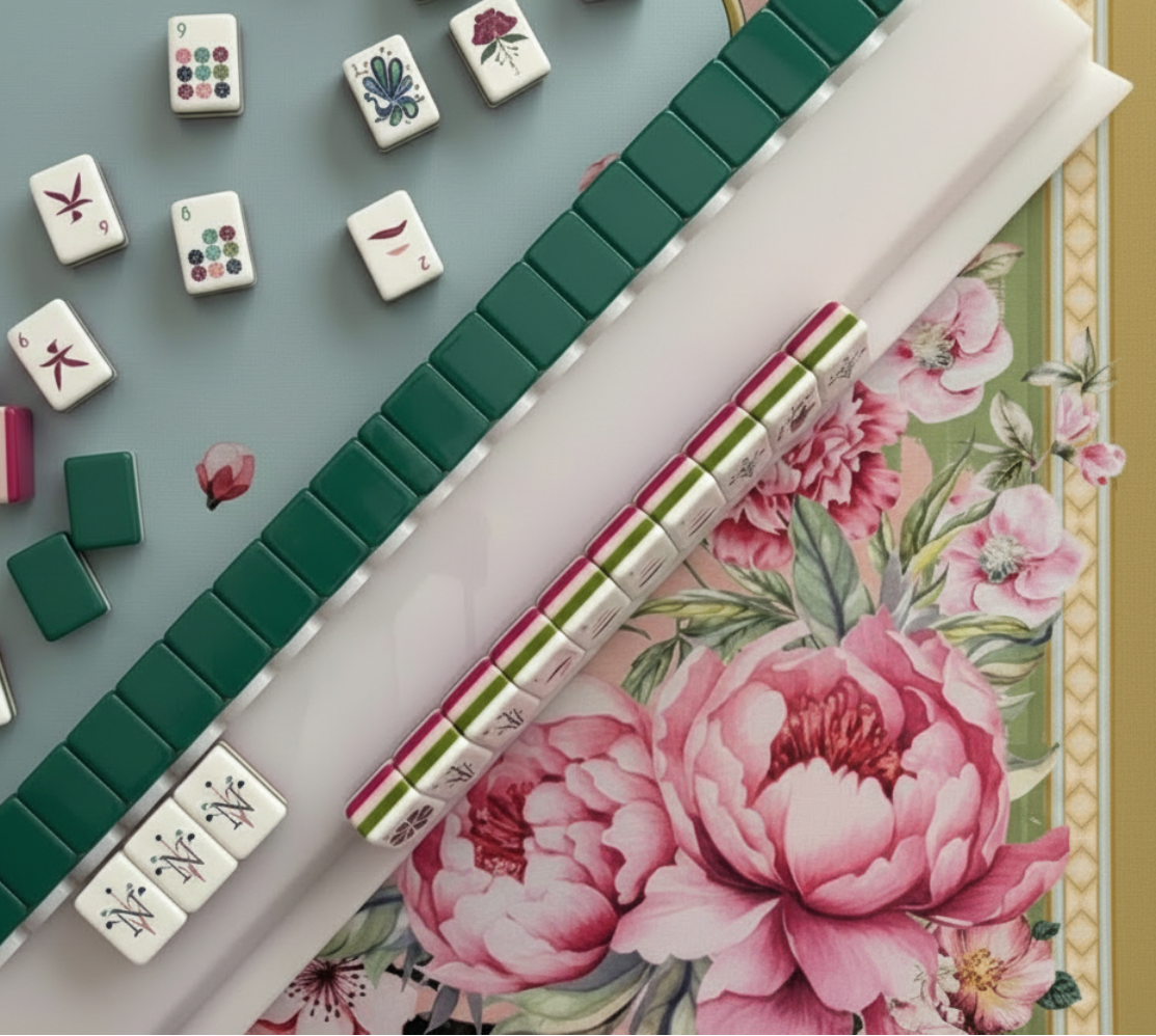 Mahjong with Teal Baroque Mat